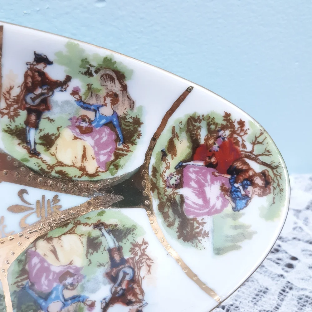 1890s Hand Painted Royal Vienna Oval Portrait Plate Bon Bon Dish Beehive Mark